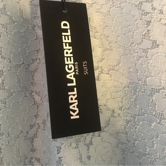 Karl Lagerfeld Paris Pale Light Blue Lace Top Size Medium NWT - Picture 5 of 8